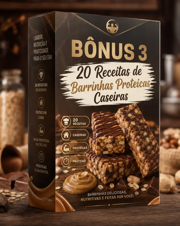 Mockup do bônus 20 receitas de barrinhas proteicas caseiras