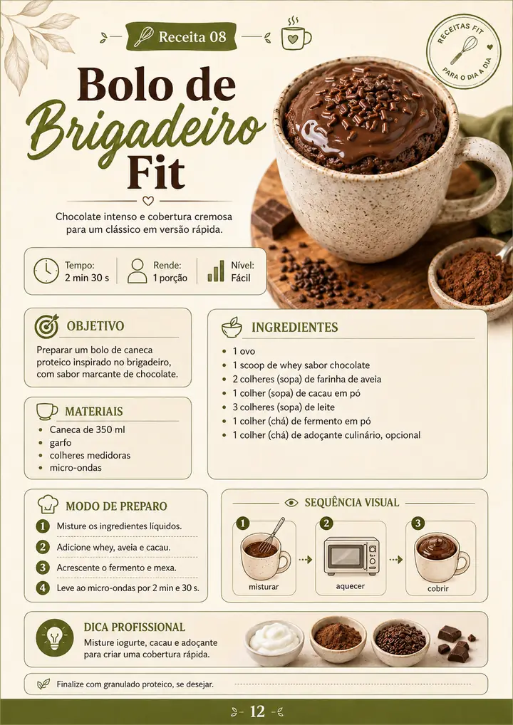 Página da receita de bolo de brigadeiro fit